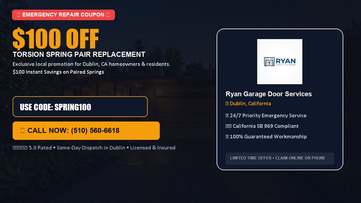 $100 OFF Heavy-Duty Torsion Spring Pair Replacement in Dublin, CA