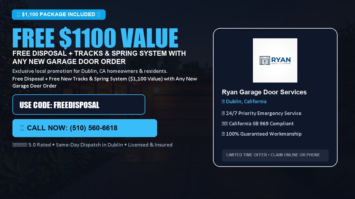 Free Disposal + Free New Tracks & Spring System with Any New Garage Door Order ($1100 Value) in Dublin, CA